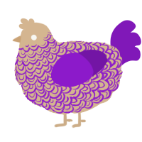 A beige and violet chicken with a double-lace pattern