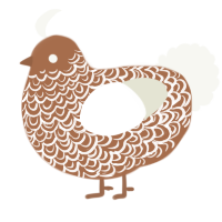 A brown and white chicken with a double-lace pattern