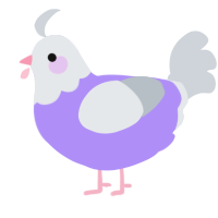 A lilac and mist chicken with a head pattern