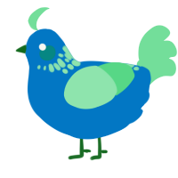 A sapphire and spring chicken with a neck-speckle pattern