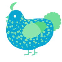 A cerulean and spring chicken with a speckle pattern
