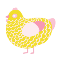 Haper, a yellow and rose chicken with a lace pattern