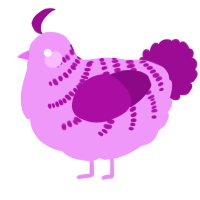 A lavender and plum chicken with a half-bar pattern