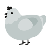 A silver chicken with a head pattern