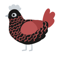A sable and red chicken with a lace pattern