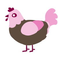 A bark and pink chicken with a head pattern