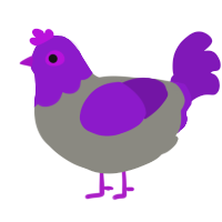 A ash and violet chicken with a head pattern