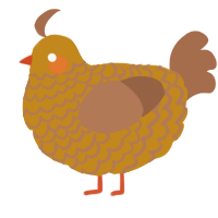 A ochre and brown chicken with a lace pattern