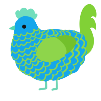 A sky and grass chicken with a lace pattern