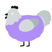 A lilac and silver chicken with a head pattern