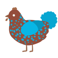 A russet and cerulean chicken with a speckle pattern