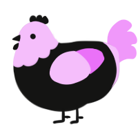 A black and lavender chicken with a head pattern