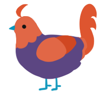 A overcast and vermilion chicken with a head pattern