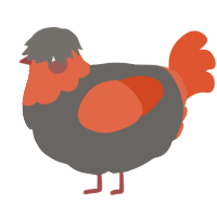 A grey and vermilion chicken with a head pattern