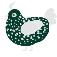 A rose and sable chicken with a speckle pattern