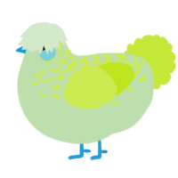 A gluppy and lime chicken with a half-lace pattern