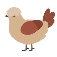 A beige and russet chicken