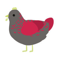 A grey and crimson chicken with a half-lace pattern