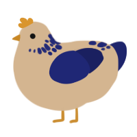 A beige and sapphire chicken with a neck-speckle pattern