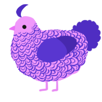 A lavender and indigo chicken with a double-lace pattern