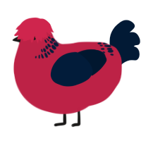 A crimson and tumblr chicken with a neck-band pattern