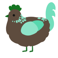 A bark and mint chicken with a neck-speckle pattern