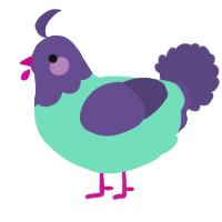 A mint and overcast chicken with a head pattern