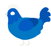 A sapphire and ultramarine chicken with a head pattern