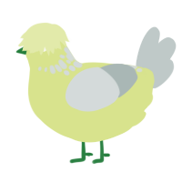 A lemon and silver chicken with a neck-speckle pattern