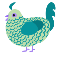 A gluppy and teal chicken with a lace pattern