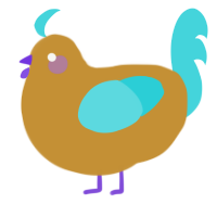 A gold and aqua chicken