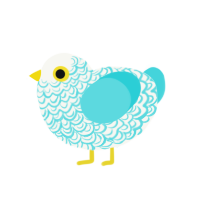 Seabreeze, a white and aqua chicken with a double-lace pattern