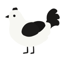 A white and sable chicken