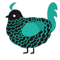 A sable and turquoise chicken with a lace pattern