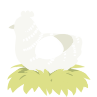 A white chicken with a half-bar pattern
