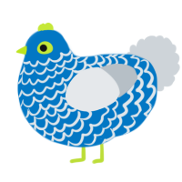 A sapphire and mist chicken with a lace pattern
