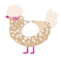 A beige and cream chicken with a speckle pattern