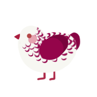 Peppermint, a white and maroon chicken with a half-lace pattern