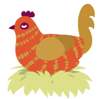 A vermilion and gold chicken with a bar pattern