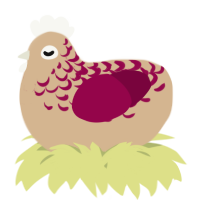 A beige and maroon chicken with a half-lace pattern