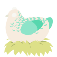A cream and mint chicken with a half-lace pattern