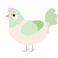 A cream and gluppy chicken with a head pattern