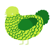 A lime and leaf chicken with a lace pattern
