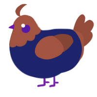 A navy and russet chicken with a head pattern