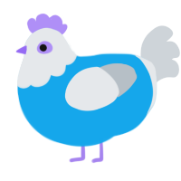 A sky and mist chicken with a head pattern