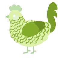 A apple and chartreuse chicken with a lace pattern