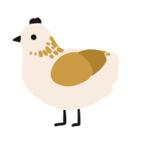 A cream and gold chicken with a neck-speckle pattern