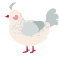 A cream and silver chicken with a half-lace pattern
