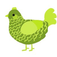 A chartreuse and lime chicken with a lace pattern