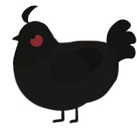 A sable and black chicken with a head pattern